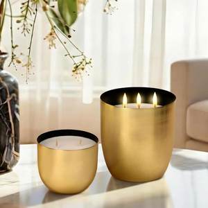 Frascos de Velas Aromáticas de Lujo en Metal Dorado con Interior Negro, Recipientes de Estaño para Velas de Varias Mechas en Latón Cepillado para Decoración del Hogar - Product Image 2