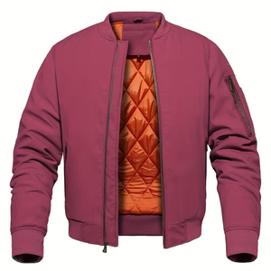 Blouson Bomber Unisexe Zippé Uni, Manches Élastiques, Grande Taille, Respirant, Coupe-Vent, Écologique pour Automne/Hiver – Meilleure Vente - Product Image 1