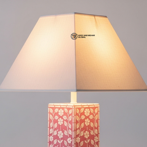 Lampe élégante en os rose incrusté |   Lampe de table florale faite à la main pour la décoration moderne de la maison - Product Image 4