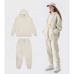 Conjunto de chándal unisex de forro polar de Algodón 100% con logotipo personalizado, ropa informal de manga larga para hombre, chándales de verano de talla grande - Product Image 3