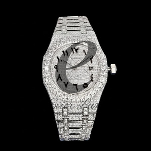 Radiant Silver Moissanite <b>Iced</b> <b>Out</b> <b>Watch</b> 40MM in White Tone for Luxury Hip Hop Jewelry and Mens Fashion - Product Image 1