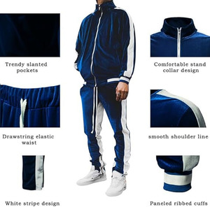 Conjunto Deportivo de Terciopelo Azul Marino para Hombre: Conjunto de Dos Piezas de Alto Rendimiento Atlético y Estilo de Vida - Product Image 4