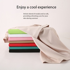 เสื้อยืด OEM ยูนิเซ็กซ์ ผ้าไอซ์ซิลค์ เย็นสบาย ผ้าฝ้าย สีพื้น แขนสั้น ใส่สบาย ทรงหลวม ระบายอากาศดี แฟชั่นทันสมัย สำหรับฤดูร้อน - Product Image 2