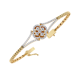 Floral Diamond Bracelet <b>for</b> Women 18K Yellow Gold Finish Brilliant Round <b>Cut</b> <b>Stones</b> Elegant Festive Jewelry Gift - Product Image 3