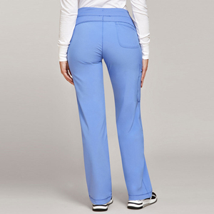 Women Light Blue V-Neck <b>Scrub</b> <b>Set</b> with Pockets Hospital Uniforms Cotton Polyester Woven Fabric Needle Detection - Product Image 5