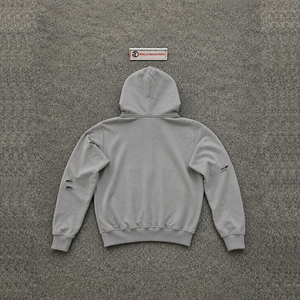 Sweat à capuche zippé gris oversize avec motif ange, style décontracté, en tissu French Terry, coupe classique, pour l'automne, lavage vintage, qualité premium - Product Image 6