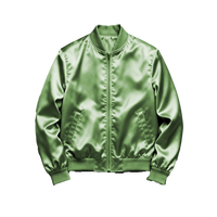 Blouson Bomber Homme Slim Fit Col Montant Brodé en Satin Zippé Épais Style Streetwear Décontracté Soirée Tendance Manches Longues Brillant Hiver