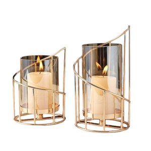 Modern Metal Iron Oval Candle Holder with Glass Hurricane Cylinder Nordic Pillar Candlestick for Wedding Party <b>Table</b> Home Decor - Product Image 6