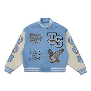 Custom Logo Sporty Men's Letterman Jacket with Stand Collar Leather Sleeves Embroidery Waterproof Reversible Winter Style - Product Image 5