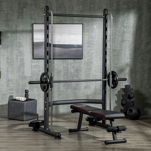 Stazione Multifunzione Regolabile per Palestra Domestica con Rack per Squat, Barra per Trazioni e Funzioni per Sollevamento Pesi - Product Image 1
