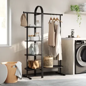 Handmade Metal <b>Storage</b> <b>Rack</b> for Clothes Coats Jackets Dresses and GarmentsSingle Tier Iron <b>Storage</b> Basket <b>Wall</b>-Mounted - Product Image 3