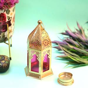 Lanterne décorative en fer doré de style arabe, créations antiques, porte-bougie vintage, mini, suspendue ou à poser, faite à la main, résistante à la chaleur - Product Image 3