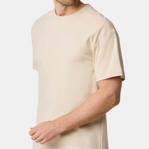 T-shirt surdimensionné en coton tricoté 100% pour hommes, style hip-hop, haute qualité, manches courtes, écologique, respirant - Product Image 5