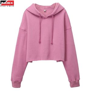 Sudadera con Capucha Rosa para Mujer, Manga Larga, Corta, Informal, de Forro Polar, Color Sólido, para Otoño - Product Image 6