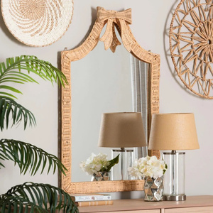 Espejo de pared arqueado de ratán, muy vendido, para decoración del hogar, hotel, resort, dormitorio, sala de estar, tocador, para colgar en la pared - Product Image 3