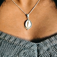 Pendentif en argent sterling 925 plaqué or avec coquillage et pierre précieuse, bijou de fiançailles pour femme, tendance plage et bikini