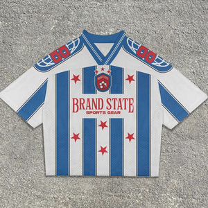 เสื้อฟุตบอลผู้ชายไซส์ใหญ่พิเศษ พิมพ์ลายดิจิตอลบนผ้าตาข่าย ระบายอากาศได้ดี แขนสั้น กันยับ เหมาะสำหรับการฝึกซ้อม - Product Image 4