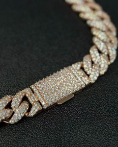 สร้อยคอแบบ Cuban Curb Link สีโรสโกลด์ ประดับเพชร VVS Moissanite เครื่องประดับแฟชั่น - Product Image 6