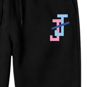 <b>Black</b> JJ Logo Embroidered Jogger Sweatpants with Elastic Waist Drawstring Side Pockets and Cuffed Ankles for Casual Sportswear - Product Image 5