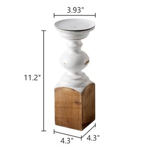 Portavelas de Madera de Acacia, Estilo Huracán, Minimalista, Cuadrado, Color Blanco Lavado, Diseño Geométrico Moderno, Decoración Hecha a Mano para el Hogar - Product Image 3