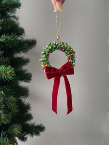Cute Gingerbread Man Beaded Ornament High Quality Rectangle Handmade Christmas Tree Hanging Festive Decoration - Product Image 4