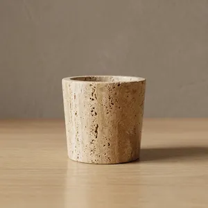 Vase rond en marbre pour table, décoration intérieure minimaliste, salon, durable, toutes saisons - Product Image 4