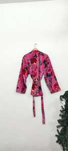 Robe kimono longue en coton à imprimé animalier et floral, col en V, manches longues, style bohème, pour la plage, tenue décontractée de villégiature, pour femme, été et printemps - Product Image 3