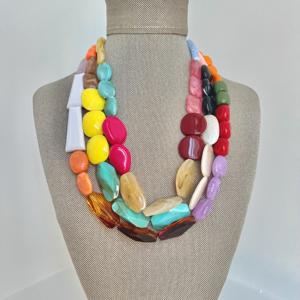Handmade Multicolor Acrylic Resin Round Geometric Bead <b>Statement</b> <b>Necklace</b> Chunky Bib Women Fashion Jewelry Lightweight Wholesale - Product Image 6