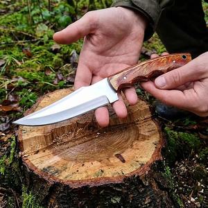 Couteau de chasse et de camping à lame fixe Pasha Enterprises, pointe tombante, acier inoxydable, manche en bois, qualité industrielle, OEM, export - Product Image 4