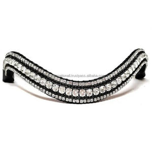 Banda para cejas de caballo de cuero con forma de onda profunda personalizada en tamaños completos de mazorca con cadena de cristales personalizada banda para cejas mega Bling - Product Image 2