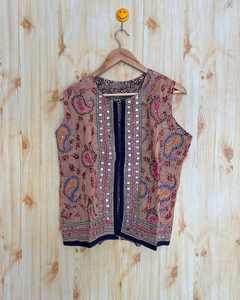 Chaleco de Algodón con Bordado Phulkari, Chaqueta Acolchada Larga y Transpirable con Estampado Floral para Otoño e Invierno, Abrigo para Mujer - Product Image 6