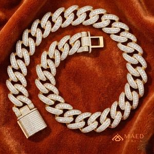 Collier chaîne maille cubaine en moissanite plaqué or 18 carats, bijoux de mode pour hommes et femmes, style pendentif maille glacée New York, style urbain - Product Image 3