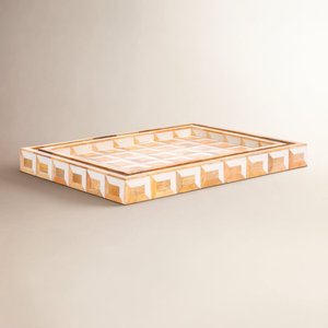 Handmade Rectangular Wood Serving Tray With <b>Mosaic</b> Inlay Pattern For Home Decoration Antique Style Decorative Tray - Product Image 5