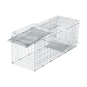 Trappola Pieghevole Robusta da 32 Pollici in Argento per Animali Vivi, Gatti e Procioni, con Maniglia - Strumento per il Controllo dei Parassiti - Product Image 1