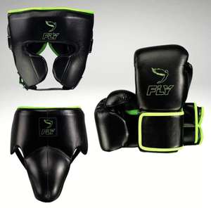 ชุดอุปกรณ์ชกมวยหนังแท้แบบมืออาชีพใหม่เอี่ยม พร้อมชุดป้องกันศีรษะและอวัยวะเพศ สีดำ-เขียวนีออน ผลิตในปากีสถาน - Product Image 5