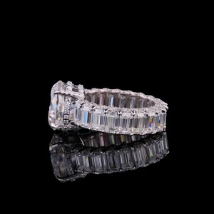 <b>Oval</b> Cut <b>Moissanite</b> <b>Engagement</b> <b>Ring</b> 925 Silver Rhodium Plated Prong Setting Classic Women's Gift Jewelry - Product Image 3