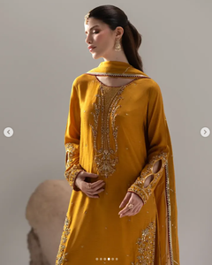 Elegant Women's Mustard <b>Yellow</b> Salwar Kameez Traditional Indian Pakistani Wedding Wear Floor-Length Regular Fit All Seasons - Product Image 4