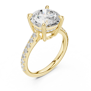 Bague de fiançailles en or massif 14 carats de style solitaire haut de gamme avec diamant rond brillant de 4 carats cultivé en laboratoire - Product Image 4