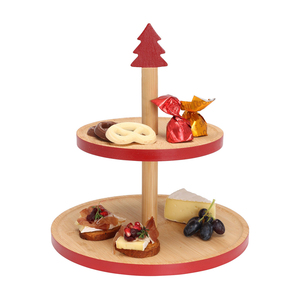 Bandeja de Servir de Bambú Ecológica de Alta Calidad de 2 Niveles, Soporte para Tartas con Parte Superior en Forma de Estrella, Decoración Navideña para Fiestas, Exhibición de Frutas y Postres - Product Image 3