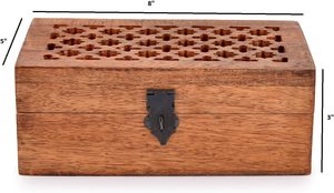 Handmade Solid Wood Storage <b>Box</b> Rectangle Carved Lid Antique Style Tabletop Home Decoration <b>Wooden</b> <b>Box</b> Case - Product Image 2