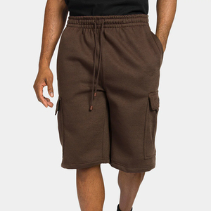 Shorts cargo pour homme en polaire épaisse, mi-longs, en coton respirant, avec logo frontal, style streetwear, fermeture à cordon de serrage - Product Image 1