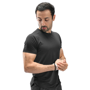 Men's Custom Black Aqua Performance <b>TShirt</b> Lightweight QuickDry Polyester Spandex Gym Training Sports Tee OEM Activewear Top - Product Image 1