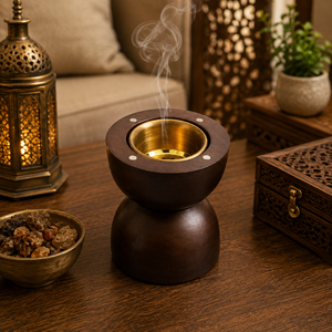 Brûleur à Bakhoor en Bois d'Acacia Finition Polie, Porte-Encens Arabe Moderne, Encensoir à Charbon Mabkhara, Décoration d'Intérieur, Cadeau Islamique pour le Ramadan - Product Image 1