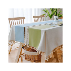 Modern Printed 60x90 Inches 160 GSM Plant Pattern <b>Tablecloth</b> <b>Square</b> Cotton Linen Washable Home Dining Decor Green White Design - Product Image 4