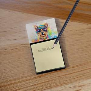 New Yorkie Terrier Hippie Dawg Design Self-Sticky Note Dispenser Refillable Blank <b>Desk</b> Accessories-Card & Memo <b>Pads</b> Holder - Product Image 2