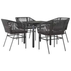 Dark Grey Garden Dining Set 4 Seater Rattan Outdoor Furniture Contemporary Weather Resistant Metal <b>Frame</b> - Product Image 2