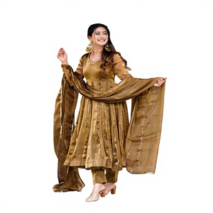 Salwar Kameez de Última Moda con Bordado de Hilo de Algodón de Secado Rápido, Estilo Tradicional para Diwali, Bodas y Fiestas - Product Image 1