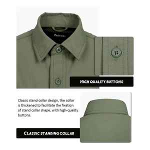Chemise de chasse à manches longues pour homme, couleur vert olive, avec poches poitrine, vêtements d'extérieur - Product Image 4