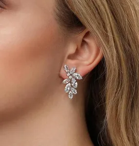 Elegant Marquise Cut Diamond Drop <b>Earrings</b> in White <b>Gold</b>, Luxury <b>Dangle</b> Bridal Jewelry for Women, Statement Wedding Party Gift - Product Image 1