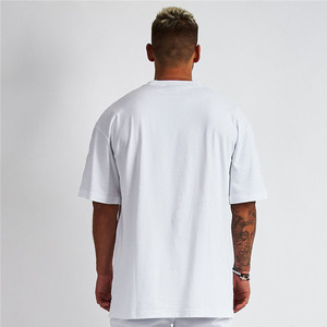 T-shirts surdimensionnés pour hommes en coton biologique 100 % personnalisables, vente en gros, qualité supérieure, vierges, à épaules tombantes, manches courtes, couleur blanche, col imprimé - Product Image 3